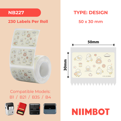 NB227 - Niimbot - B1 / B21 / B31 / B3S / B4 - 50x30mm - 230 Light Yellow Duck Labels