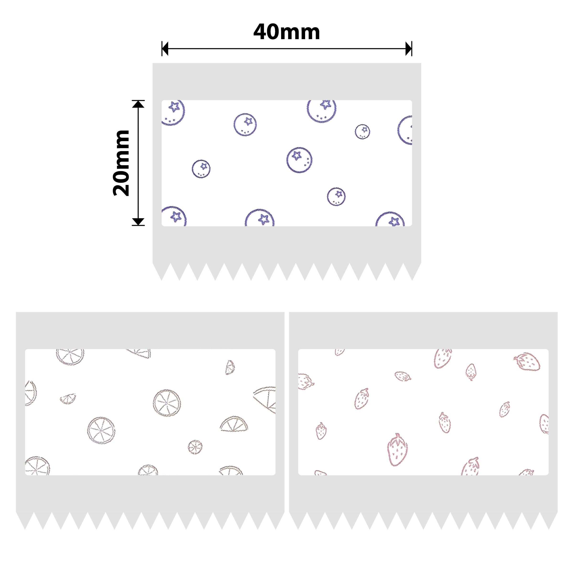 NB229 - Niimbot - B1 / B21 / B31 / B3S / B4 - 40x20mm - 320 Fruit Pattern Labels