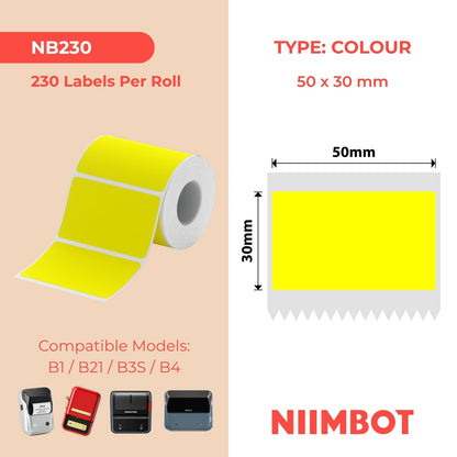 NIIMBOT - B Range - 50x30mm - Yellow - 230 Labels