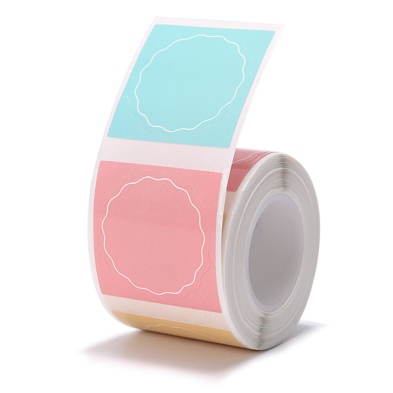 NB233 - NIIMBOT - B1 / B21 / B3S - T34X34MM - 200 WAVY ROUND THERMAL LABELS - PINK, YELLOW AND BLUE
