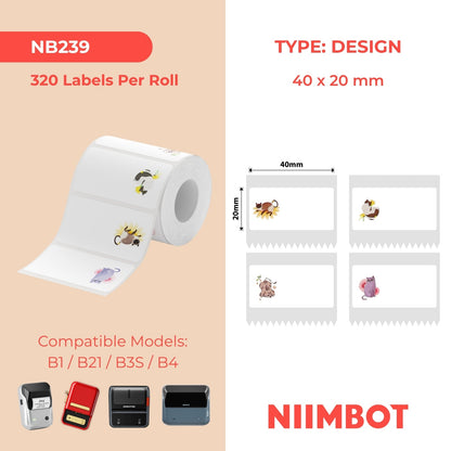 NIIMBOT - B Range - 40x20mm - Cat - 320 Labels