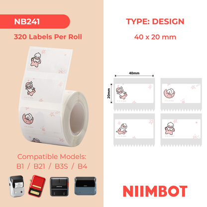 NB241 - Niimbot - B1 / B21 / B31 / B3S / B4 - 40x20mm - 320 Duck Labels