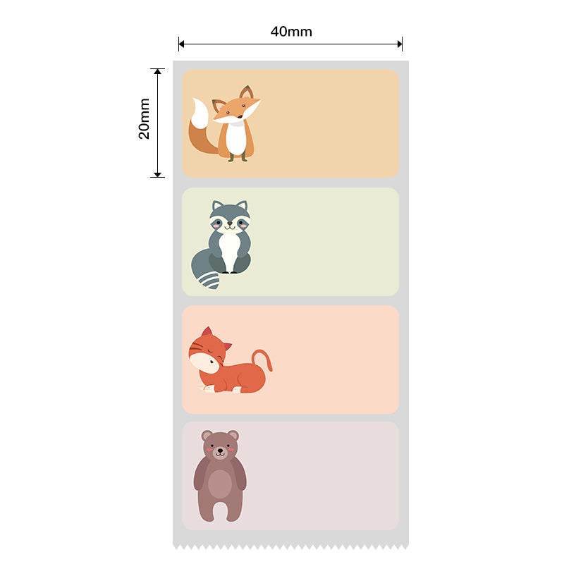 NB242 - NIIMBOT - B1 / B21 / B3S - 40X20MM - 320 THERMAL LABELS -  NAMETAG ANIMAL DESIGN