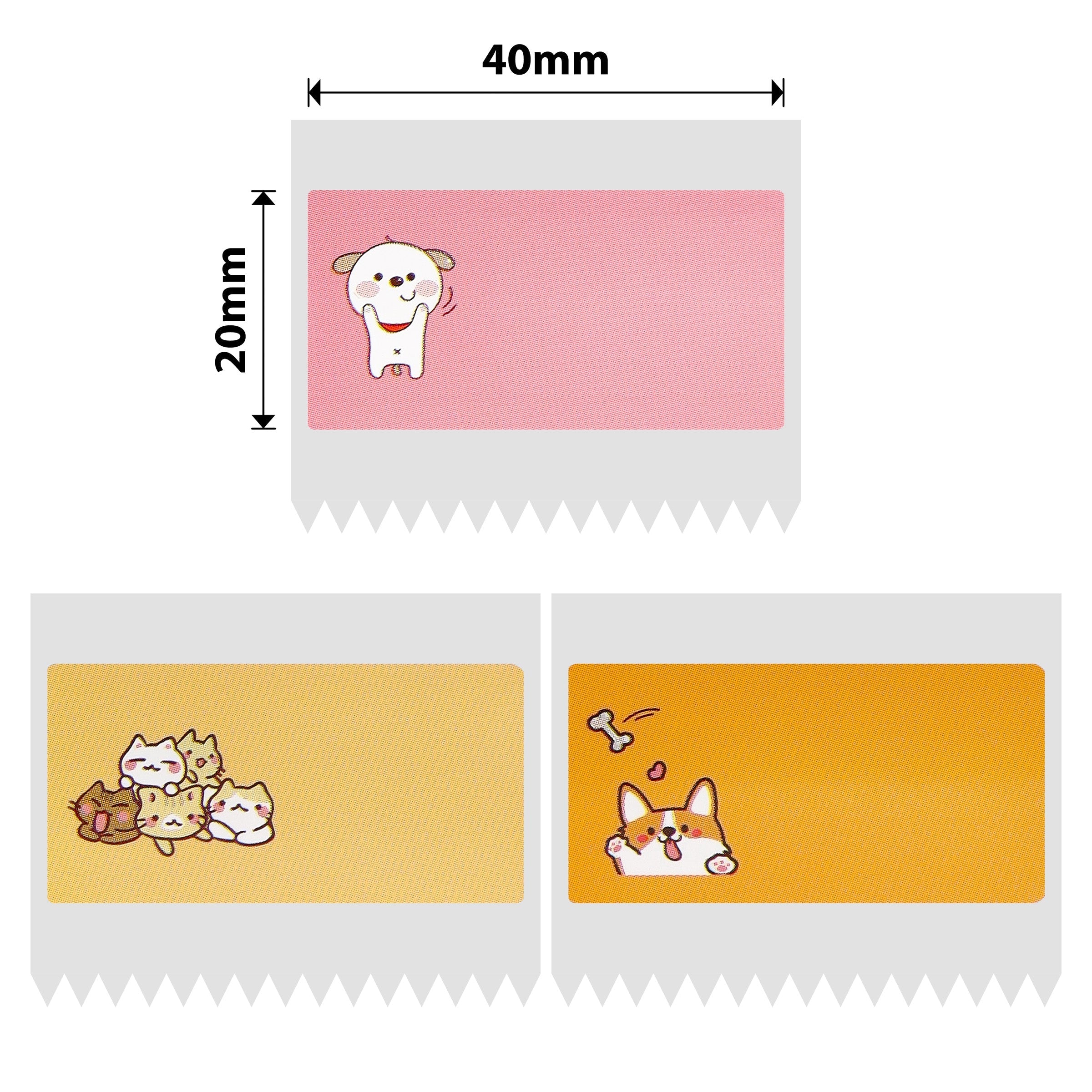 NB243 - Niimbot - B1 / B21 / B31 / B3S / B4 - 40x20mm - 320 Pink & Orange, Cat & Dog Labels