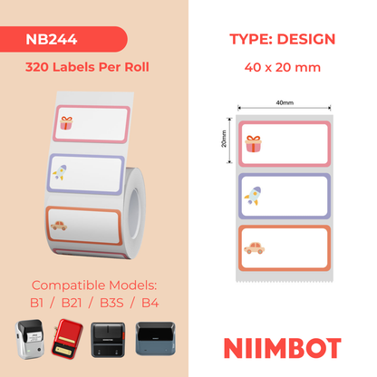 NB244 - NIIMBOT - B1 / B21 / B3S / B4 - 40X20MM - 320 LABELS PER ROLL - TOY DESIGN