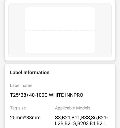 NB246 - Niimbot - B1 / B21 / B3S / B4 - 25x78mm - 100 White Cable Labels