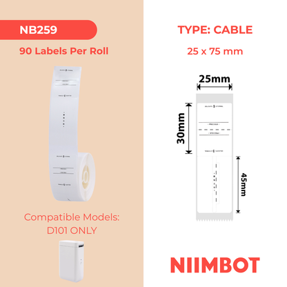 NB259 - Niimbot - D101 Only - 25x75mm - 90 Eternal Jewellery Tag Labels