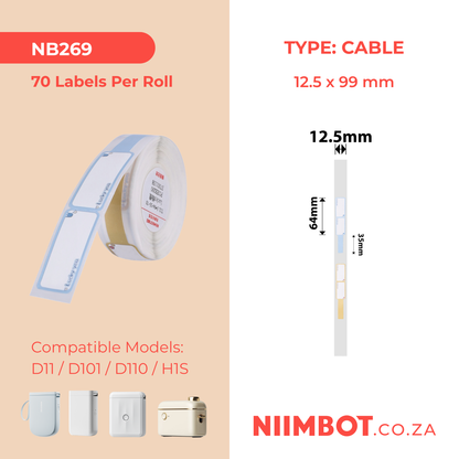 NB269 - NIIMBOT - D11 / D101 / D110 / H1S - R12.5X99MM - 70 LABELS PER ROLL- LUCKY YOU DESIGN