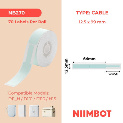 NIIMBOT - D Range - 12.5x99mm - Mint Cable - 70 Labels