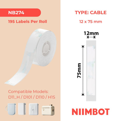 NIIMBOT - D Range - 12x75mm - Dream Cable - 90 Labels