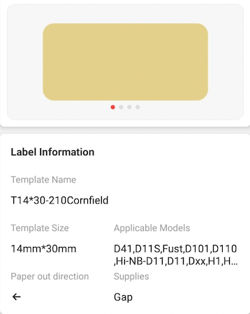 NB281 - NIIMBOT - D11 / D101 / D110 / H1S - R14X30MM - 210 LABELS PER ROLL - CORNFIELD ( 4 COLOURS)