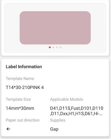 NB283 - NIIMBOT - D11 / D101 / D110 / H1S - R14X30MM - 210 LABELS PER ROLL -  PINK (4 COLOURS)