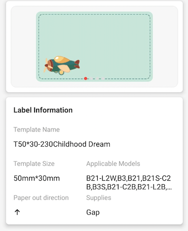 NB289 - NIIMBOT - B1 / B21 / B3S / B4 - R50X30MM - 230 LABELS PER ROLL- CHILDHOOD DREAM DESIGN