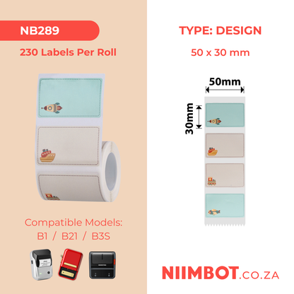 NB289 - NIIMBOT - B1 / B21 / B3S / B4 - R50X30MM - 230 LABELS PER ROLL- CHILDHOOD DREAM DESIGN