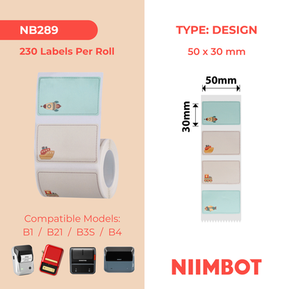 NB289 - NIIMBOT - B1 / B21 / B3S / B4 - R50X30MM - 230 LABELS PER ROLL- CHILDHOOD DREAM DESIGN