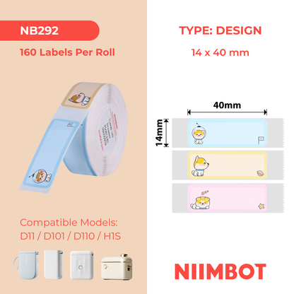 NB292 - Niimbot - D11 / D101 / D110 / H1S - 14x40mm - 160 Dreaming Puppy Labels