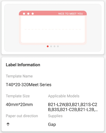 NB296 - NIIMBOT - D11 / D101 / D110 / H1S - R14X40MM - 160 LABELS PER ROLL - NICE TO MEET YOU DESIGN