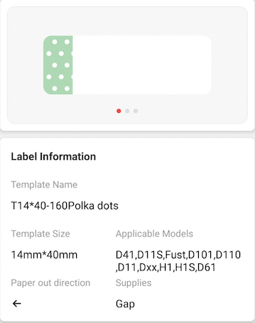 NB297 - NIIMBOT - D11 / D101 / D110 - R14*40 - 160 LABELS PER ROLL - POLKA DOTS DESIGN