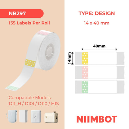 NIIMBOT - D Range - 14x40mm - Polka Dots - 155 Labels