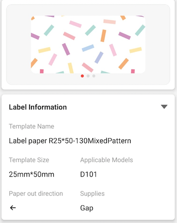 NB307 - NIIMBOT - D101 ONLY - R14X60MM - 110 LABELS PER ROLL - MIXED PATTERN DESIGN