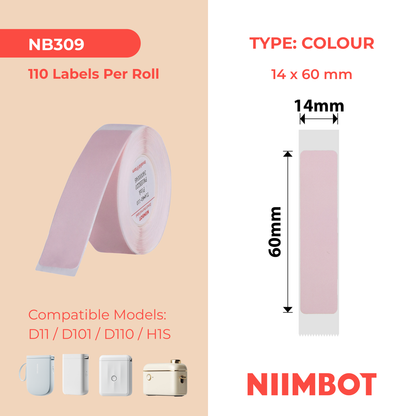 NB309 - NIIMBOT - D11 / D101 / D110 / H1S - R14X60MM - 110 LABELS PER ROLL - PINK