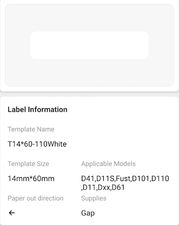 NB310 - NIIMBOT - D11 / D101 / D110 / H1S - R14X60MM - 110 LABELS PER ROLL - WHITE
