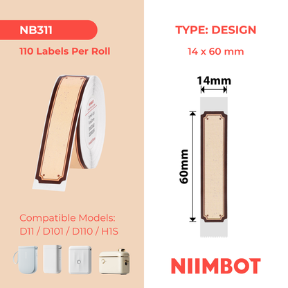 NB311 - Niimbot - D11 / D101 / D110 / H1S - 14x60mm - 110 Wood Love Labels