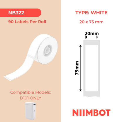 NIIMBOT - D101 Only - 20x75mm - White - 90 Labels