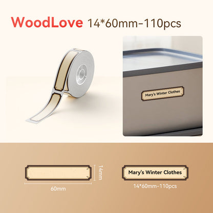 NB323 - NIIMBOT - D101 ONLY - R20X75MM - 90 LABELS PER ROLL - BROWN WOOD DESIGN