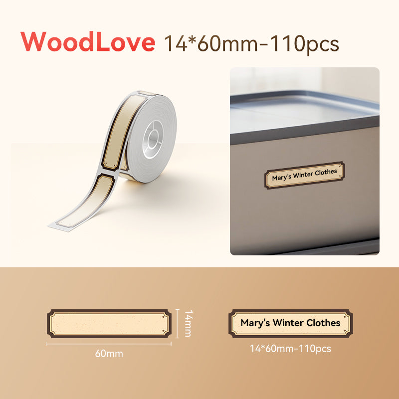 NB323 - NIIMBOT - D101 ONLY - R20X75MM - 90 LABELS PER ROLL - BROWN WOOD DESIGN