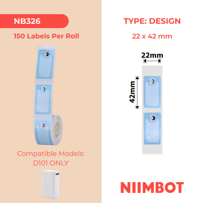 NB326 - NIIMBOT - D101 ONLY - R22X42MM - 150 LABELS PER ROLL - COOL BOY - DESIGN