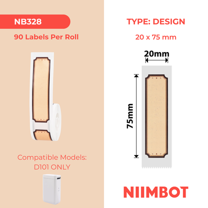 NB328 - Niimbot - D101 Only - 20x75mm - 90 Wood Love Labels