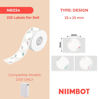 NIIMBOT - D101 Only - 25x25mm - Flower Park Round - 230 Labels