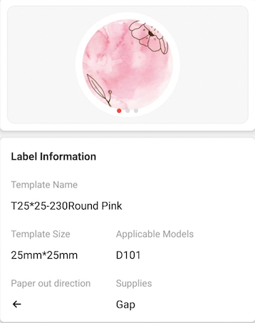 NB335 - NIIMBOT - D101 ONLY - R25X25MM - 225 LABELS PER ROLL - ROUND - PINK