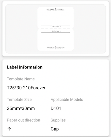 NB339 - NIIMBOT - D101 ONLY - R25X30MM - 210 LABELS PER ROLL- FOREVER DESIGN