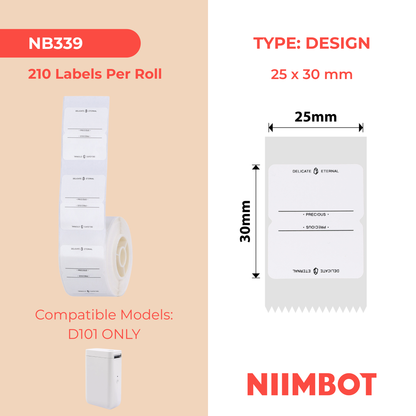 NB339 - NIIMBOT - D101 ONLY - R25X30MM - 210 LABELS PER ROLL- FOREVER DESIGN