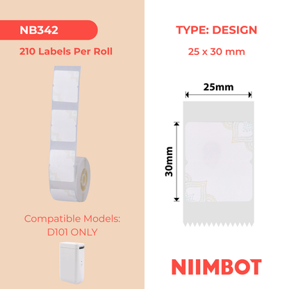 NB342 - NIIMBOT - D101 ONLY - R25X30MM - 210 LABELS PER ROLL - PANDORA MARK DESIGN