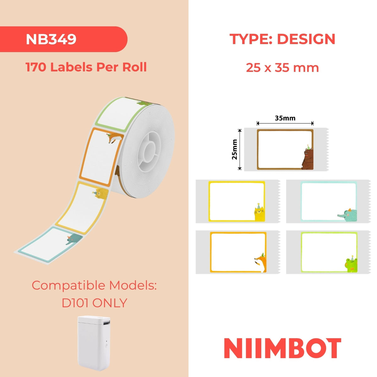 NIIMBOT - D101 Only - 25x35mm - Enchanted Forest - 170 Labels