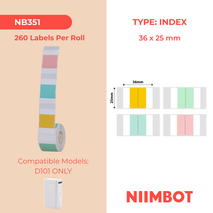 NB351 - Niimbot - D101 Only - 36x25mm - 260 Summer Song Index Labels
