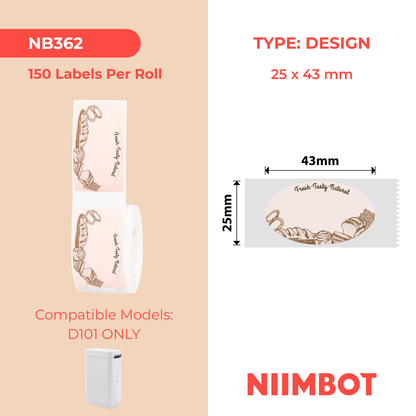 NB362 - Niimbot - D101 Only - 25x43mm - 145 Sweet Tea Labels