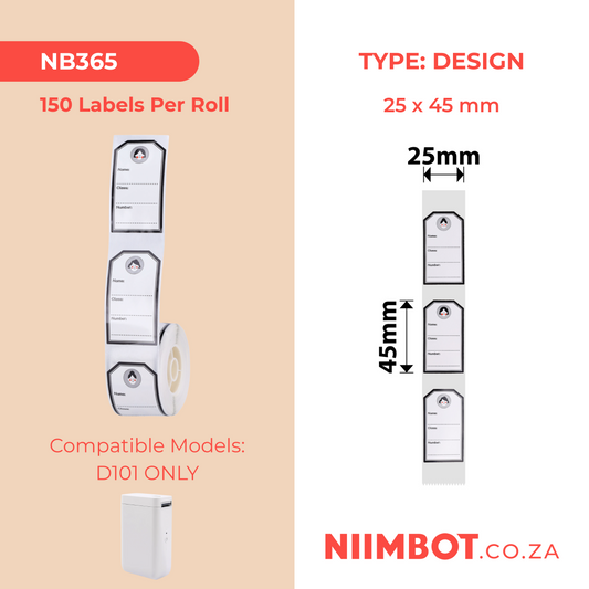 NB365 - NIIMBOT - D101 ONLY - R25X45MM - 150 LABELS PER ROLL - YOUNG GIRL DESIGN