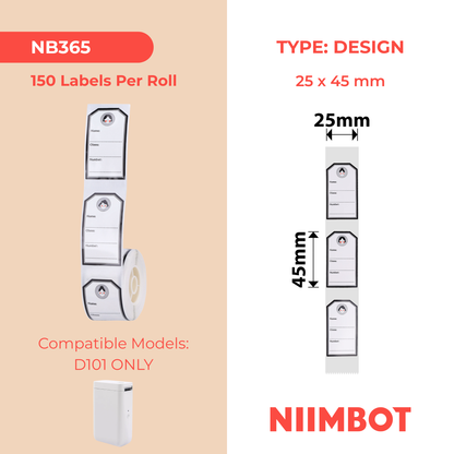 NB365 - NIIMBOT - D101 ONLY - R25X45MM - 150 LABELS PER ROLL - YOUNG GIRL DESIGN