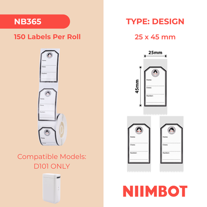 NB365 - Niimbot - D101 Only - 25x45mm - 150 Young Girl Labels