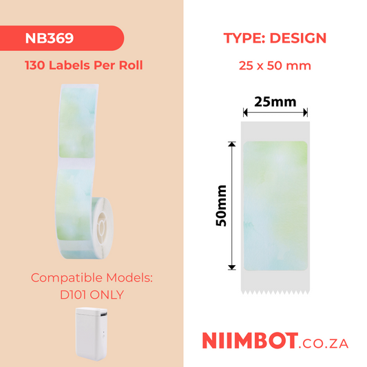 NB369 - NIIMBOT - D101 ONLY - R25X50MM - 130 LABELS PER ROLL - MORNING DESIGN