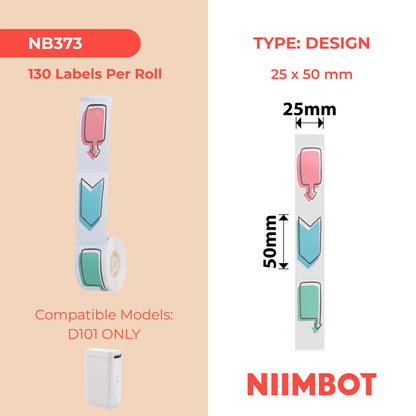 NB373 - NIIMBOT - D101 ONLY - R25X50MM - 130 LABELS PER ROLL - WATCH HERE DESIGN