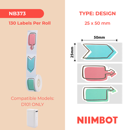 NB373 - Niimbot - D101 Only - 25x50mm - 125 Watch Here Labels