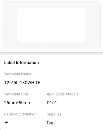 NB374 - NIIMBOT - D101 ONLY - R25X50MM - 130 LABELS PER ROLL - WHITE