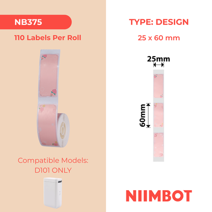 NB375 - NIIMBOT - D11 / D101 / D110 / H1S - R25X60MM -110 LABELS PER ROLL - SAKURA ERYA