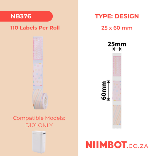 NB376 - NIIMBOT - D101 ONLY - R25X60MM - 110 LABELS PER ROLL - FLASH DAY DESIGN
