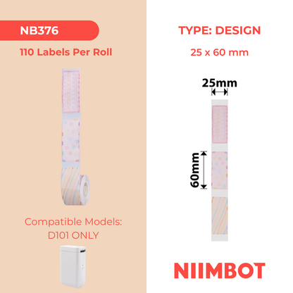 NB376 - NIIMBOT - D101 ONLY - R25X60MM - 110 LABELS PER ROLL - FLASH DAY DESIGN